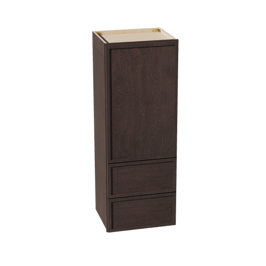 WD1848-SSE  Diagonal Wall Corner Cabinet 1 Door & 2 Shelves - Slim Shaker Style - Espresso   18'W x 48"H x 15"D
