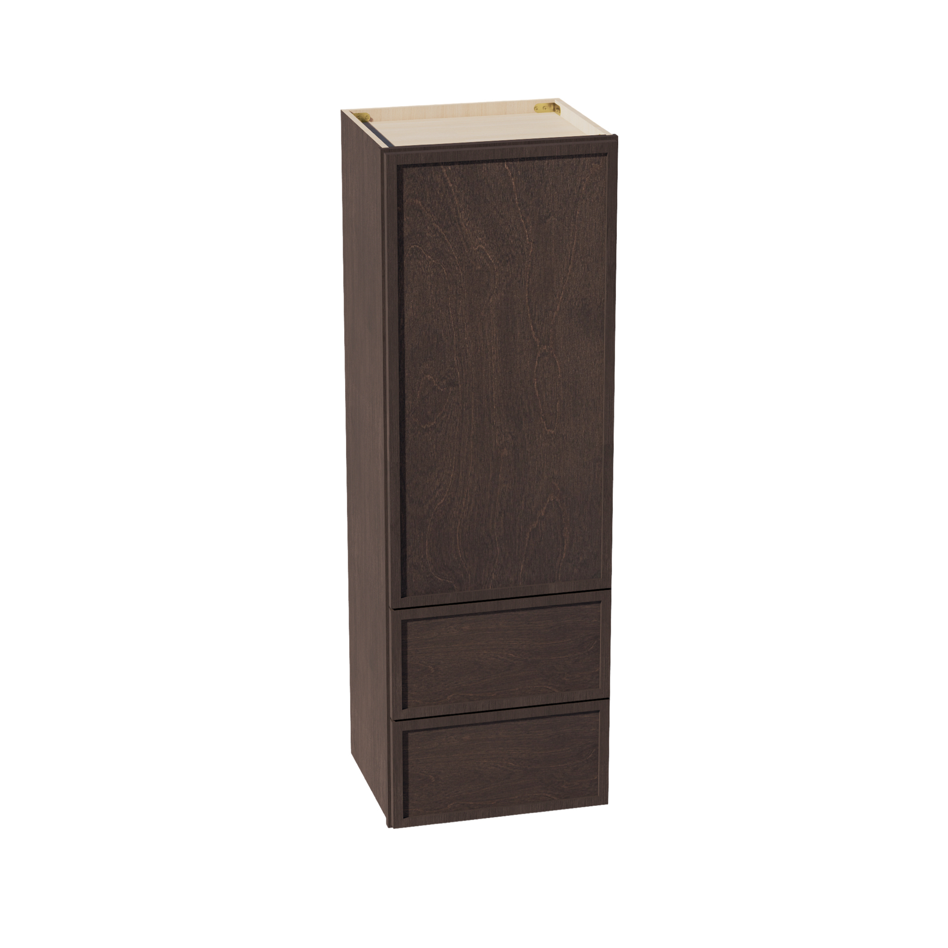 WD1854-SSE  Diagonal Wall Corner Cabinet 1 Door & 2 Shelves - Slim Shaker Style - Espresso   18'W x 54"H x 15"D