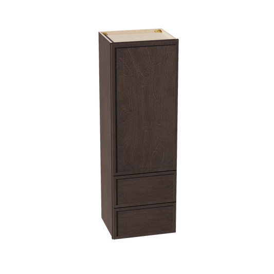 WD1854-SSE  Diagonal Wall Corner Cabinet 1 Door & 2 Shelves - Slim Shaker Style - Espresso   18'W x 54"H x 15"D