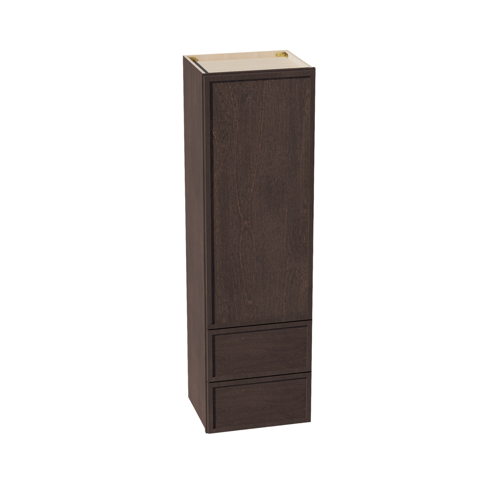 WD1860-SSE  Diagonal Wall Corner Cabinet 1 Door & 2 Shelves - Slim Shaker Style - Espresso   18'W x 60"H x 15"D