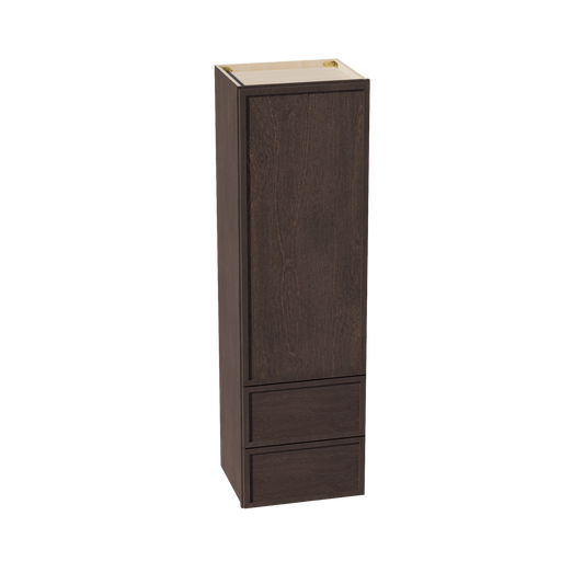 WD1860-SSE  Diagonal Wall Corner Cabinet 1 Door & 2 Shelves - Slim Shaker Style - Espresso   18'W x 60"H x 15"D