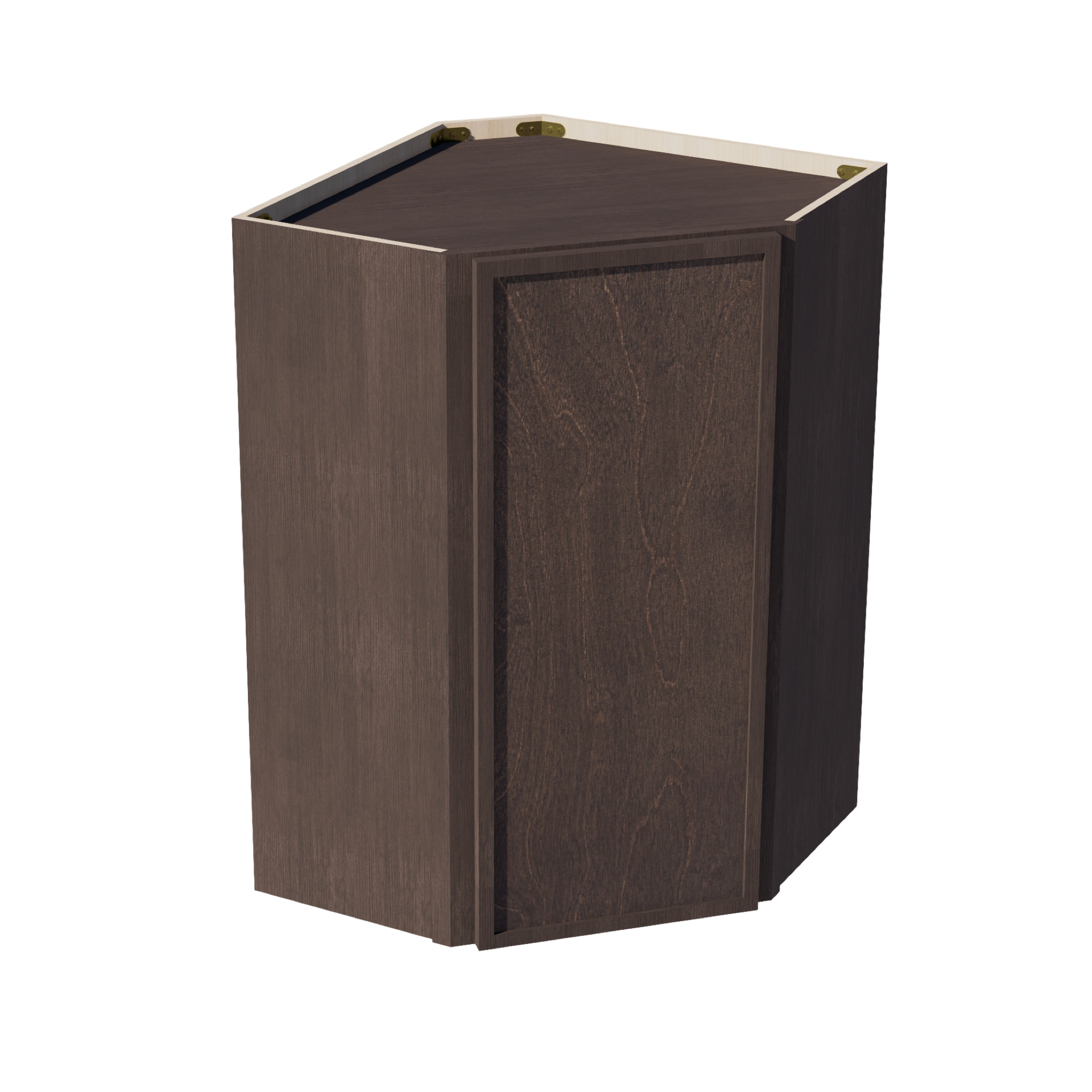 WDC2436-SSE  Diagonal Wall Corner Cabinet 1 Door & 2 Shelves - Slim Shaker Style - Espresso   24"W x 36"H x 24"D
