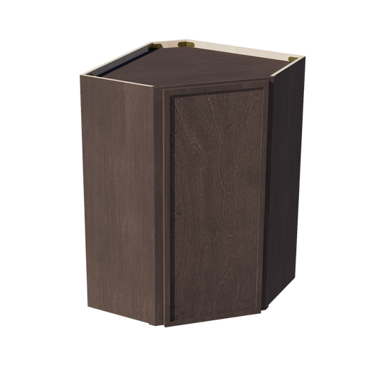WDC2436-SSE  Diagonal Wall Corner Cabinet 1 Door & 2 Shelves - Slim Shaker Style - Espresso   24"W x 36"H x 24"D