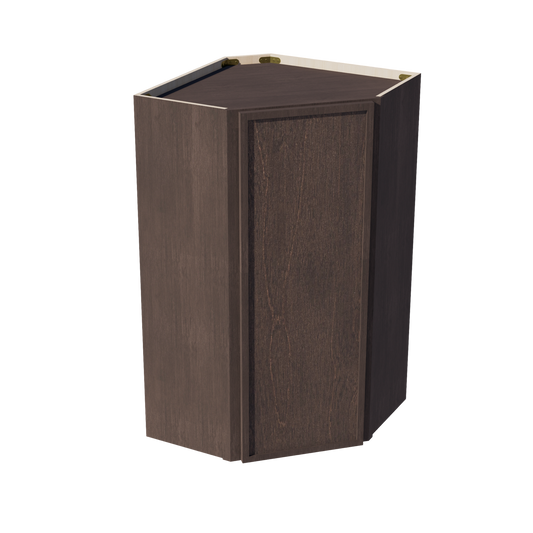WDC2442-SSE  Diagonal Wall Corner Cabinet 1 Door & 2 Shelves - Slim Shaker Style - Espresso   24"W x 42"H x 24"D