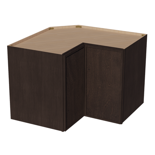 WPC2430-SSE  Wall Corner Cabinet Pie Cut  1 Door & 2 Shelves  - Slim Shaker Style - Espresso   11-1/2" X 11-1/2" x 30"H x 24"D