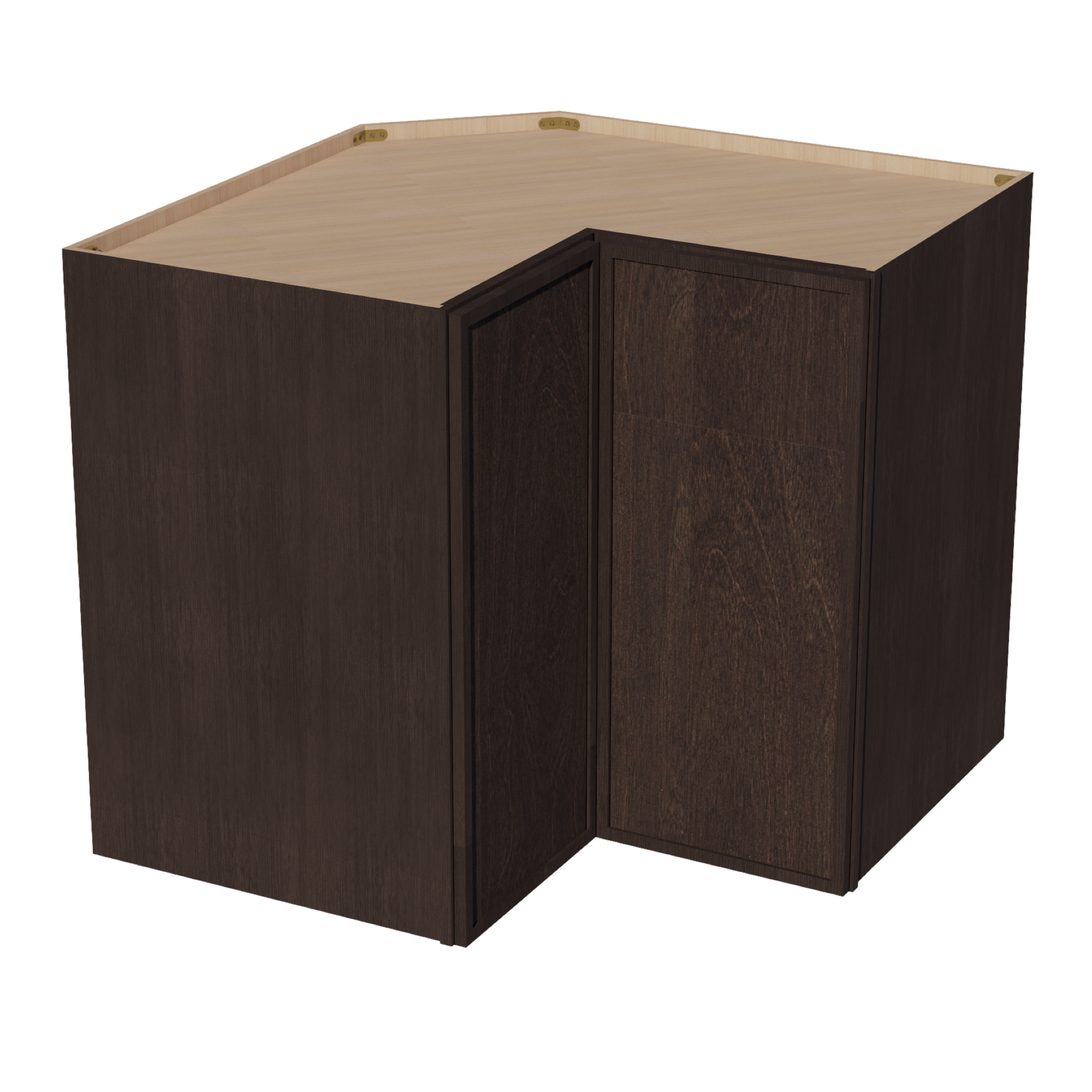 WPC2436-SSE  Wall Corner Cabinet Pie Cut  1 Door & 2 Shelves  - Slim Shaker Style - Espresso   11-1/2" X 11-1/2" x 36"H x 24"D