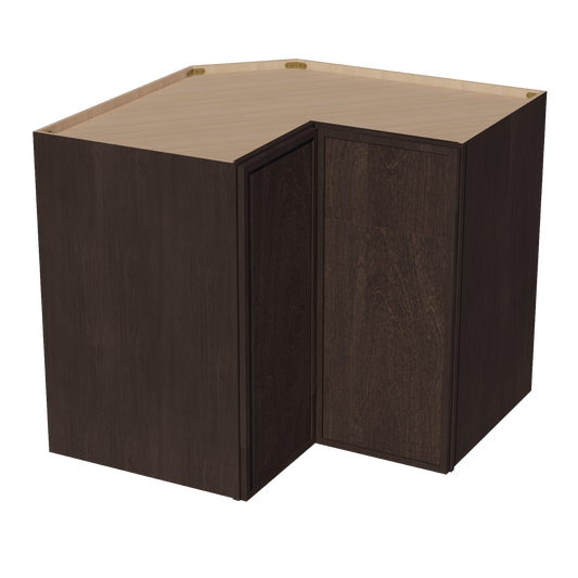 WPC2436-SSE  Wall Corner Cabinet Pie Cut  1 Door & 2 Shelves  - Slim Shaker Style - Espresso   11-1/2" X 11-1/2" x 36"H x 24"D