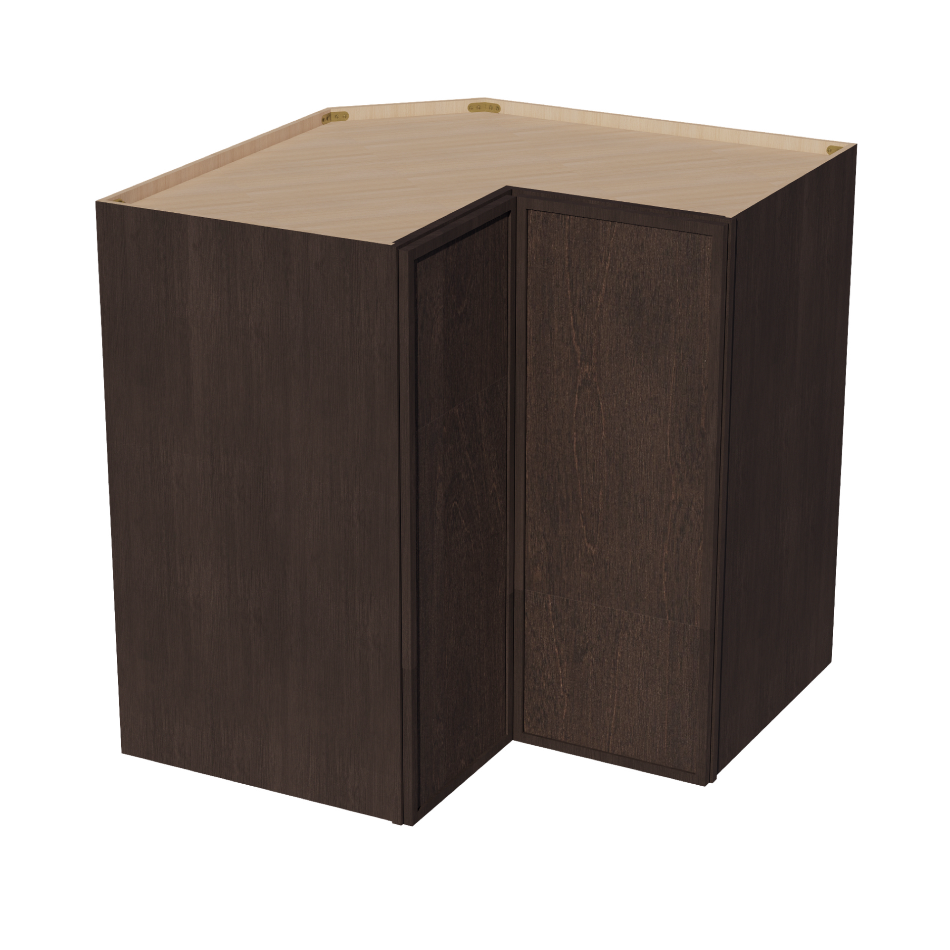 WPC2442-SSE  Wall Corner Cabinet Pie Cut  1 Door & 2 Shelves  - Slim Shaker Style - Espresso   11-1/2" X 11-1/2" x 42"H x 24"D