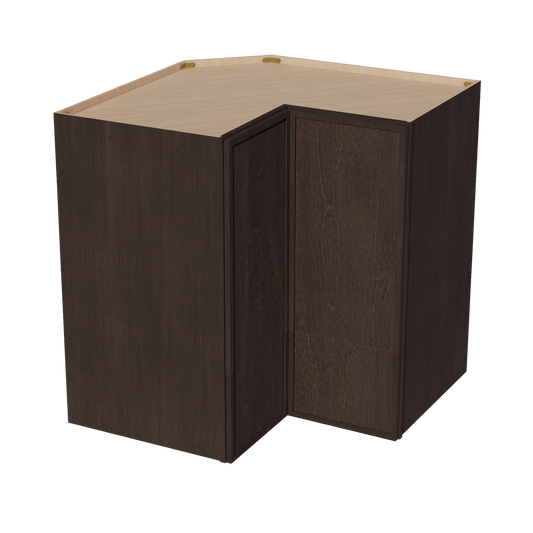 WPC2442-SSE  Wall Corner Cabinet Pie Cut  1 Door & 2 Shelves  - Slim Shaker Style - Espresso   11-1/2" X 11-1/2" x 42"H x 24"D