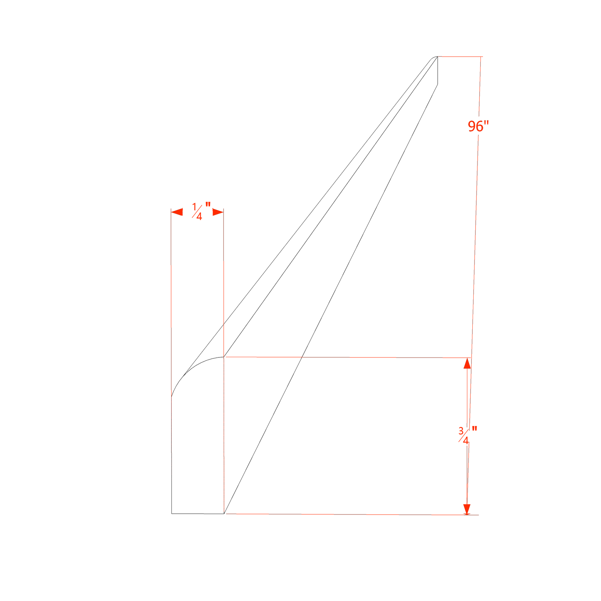 SM8-S-SSW  Scribe Molding - Slim Shaker Style - White   96"W x 3/4"H x 1/4"D