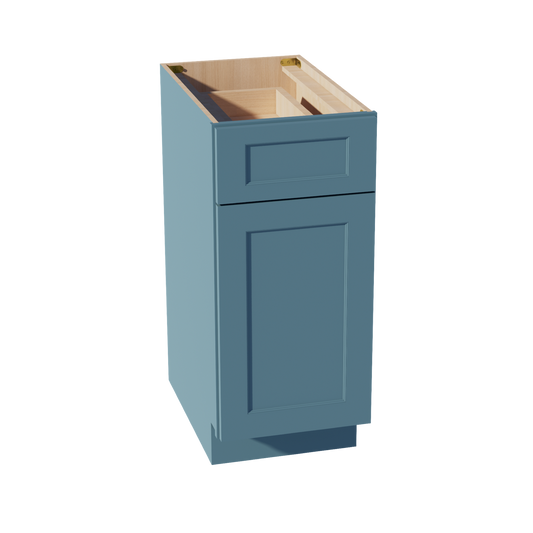 B15-SG: Shaker Green 15" 1 Drawer 1 Door Standard Base Cabinet