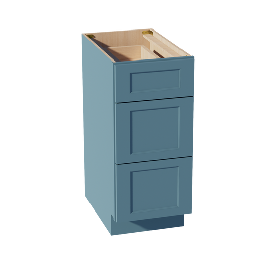 DB15-SG  Base Cabinet 3 Drawers - Shaker Style - Green   15"W x 34-1/2"H x 24"D