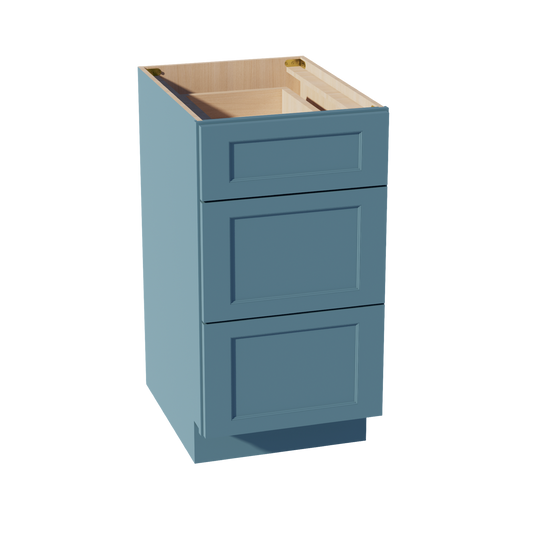 DB18-SG  Base Cabinet 3 Drawers - Shaker Style - Green   18"W x 34-1/2"H x 24"D