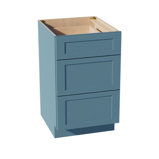 DB21-SG  Base Cabinet 3 Drawers - Shaker Style - Green   21"W x 34-1/2"H x 24"D