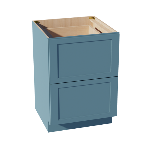 DB24-2-SG  Base Cabinet 3 Drawers - Shaker Style - Green   24"W x 34-1/2"H x 24"D