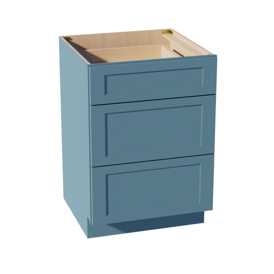DB24-SG  Base Cabinet 3 Drawers - Shaker Style - Green   24"W x 34-1/2"H x 24"D