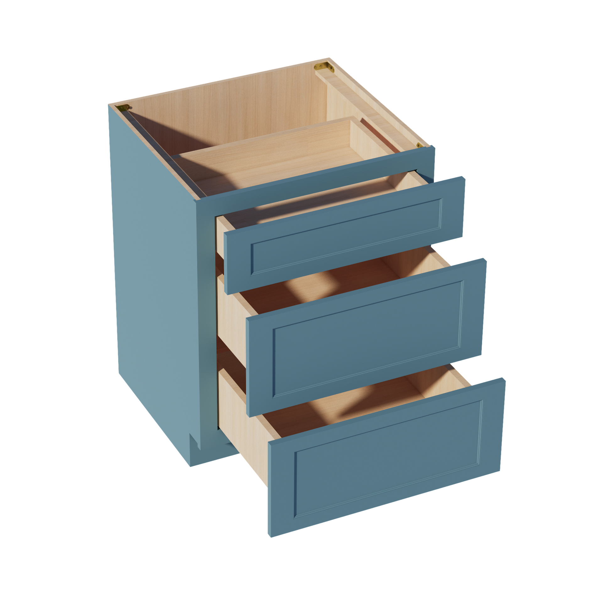 DB27-SG  Base Cabinet 3 Drawers - Shaker Style - Green   27"W x 34-1/2"H x 24"D