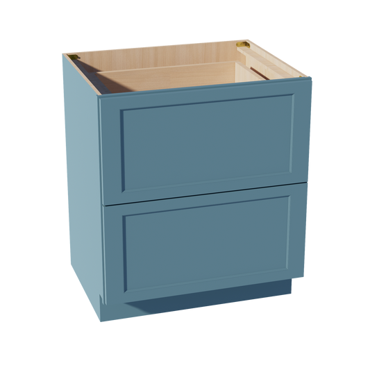DB30-2-SG  Base Cabinet 3 Drawers - Shaker Style - Green   30"W x 34-1/2"H x 24"D