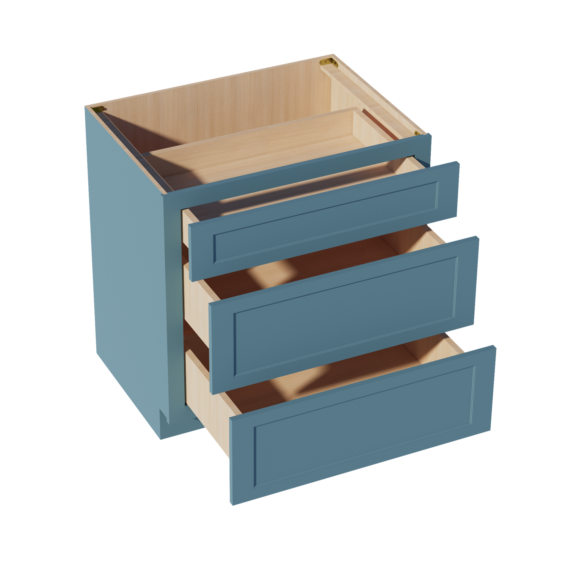DB33-SG  Base Cabinet 3 Drawers - Shaker Style - Green   33"W x 34-1/2"H x 24"D