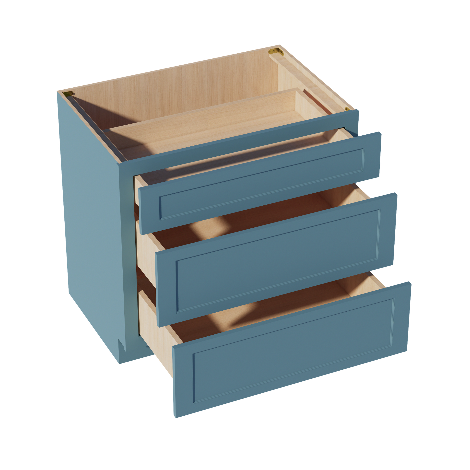 DB36-SG  Base Cabinet 3 Drawers - Shaker Style - Green   36"W x 34-1/2"H x 24"D
