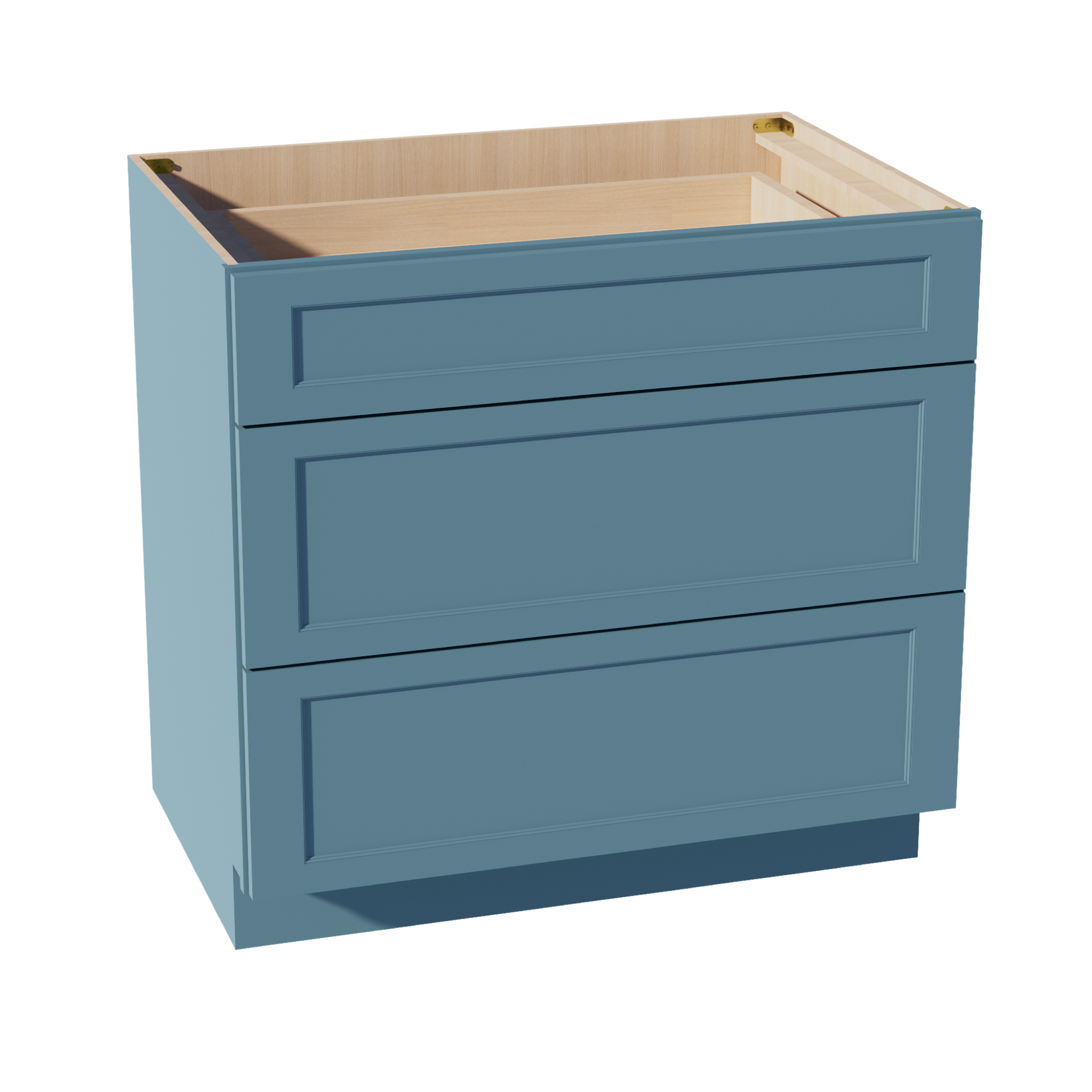 DB36-SG  Base Cabinet 3 Drawers - Shaker Style - Green   36"W x 34-1/2"H x 24"D