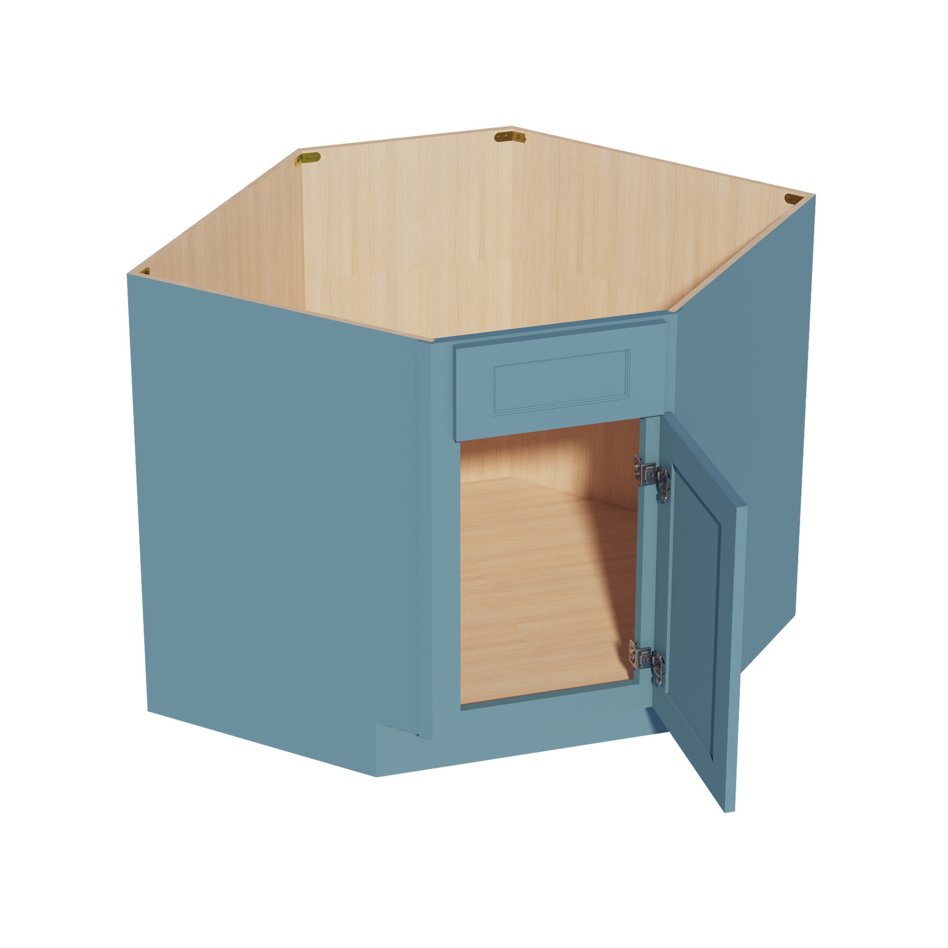 DSB36-SG  Base Cabinet 1 Door 1 False Drawer Corner Sink - Shaker Style - Green   18"W x 34-1/2"H x 24"D