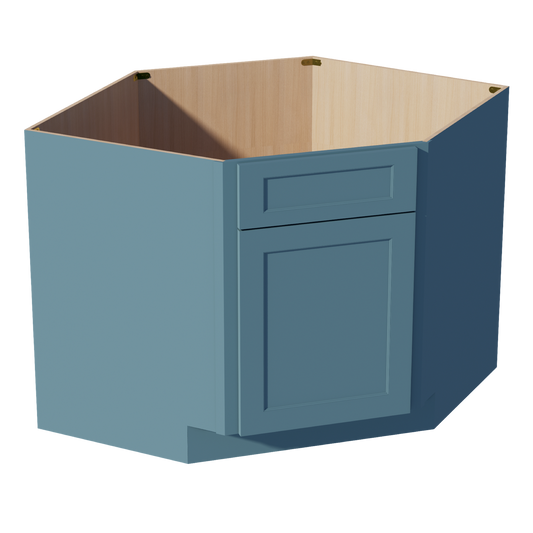 DSB42-SG  Base Cabinet 1 Door 1 False Drawer Corner Sink - Shaker Style - Green   27"W x 34-1/2"H x 24"D