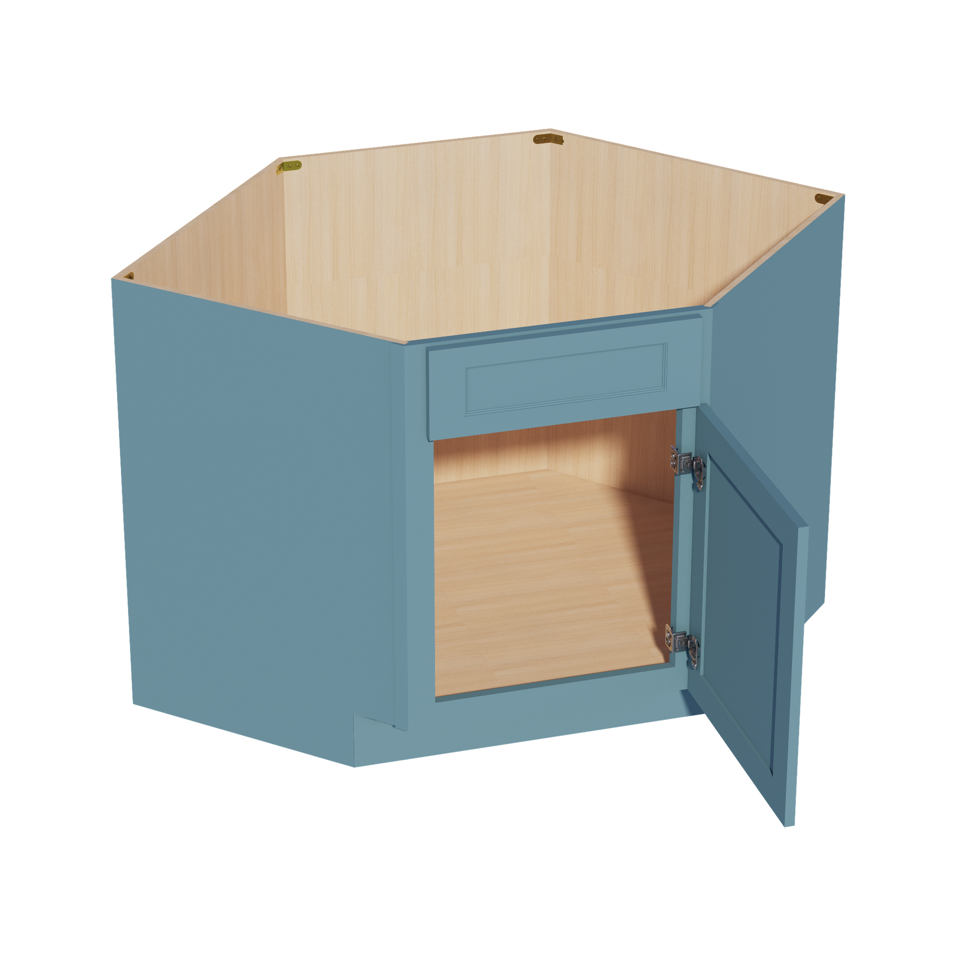 DSB42-SG  Base Cabinet 1 Door 1 False Drawer Corner Sink - Shaker Style - Green   27"W x 34-1/2"H x 24"D