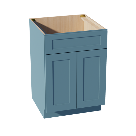 SB24-SG  Sink Base Cabinet 2 Door 2 False Drawer  - Shaker Style - Green   24"W x 34-1/2"H x 24"D