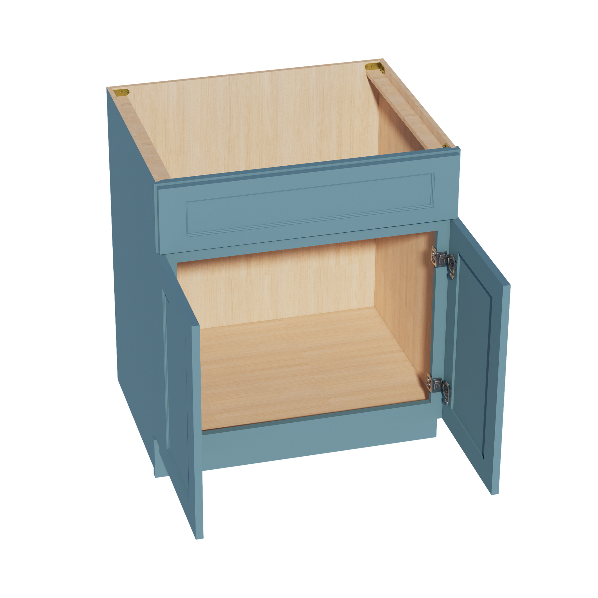 SB30-SG  Sink Base Cabinet 2 Door 2 False Drawer  - Shaker Style - Green   30"W x 34-1/2"H x 24"D