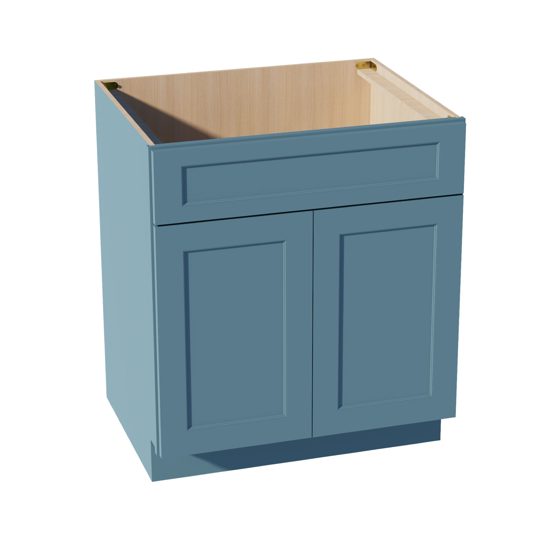 SB30-SG  Sink Base Cabinet 2 Door 2 False Drawer  - Shaker Style - Green   30"W x 34-1/2"H x 24"D