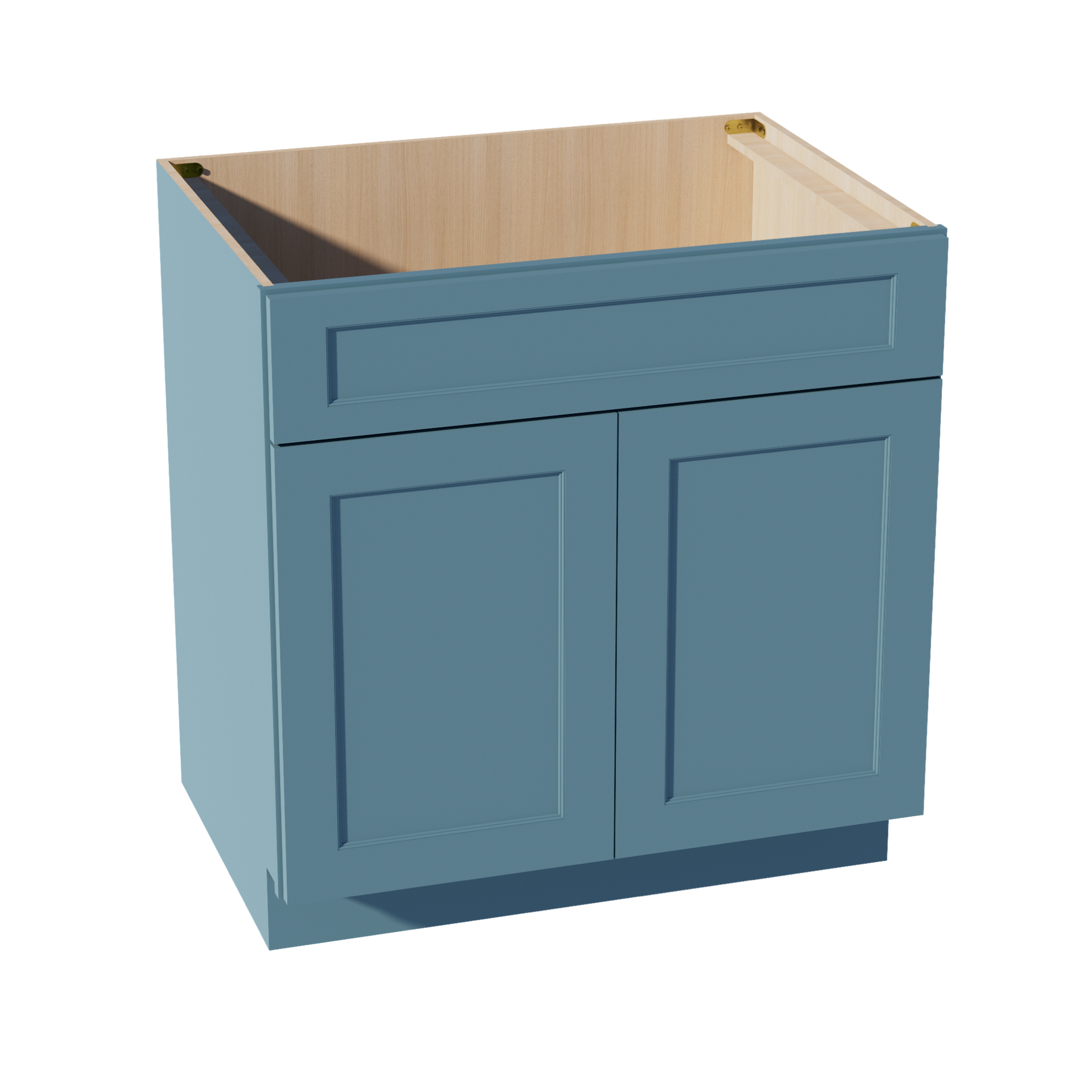 SB33-SG  Sink Base Cabinet 2 Door 2 False Drawer  - Shaker Style - Green   33"W x 34-1/2"H x 24"D