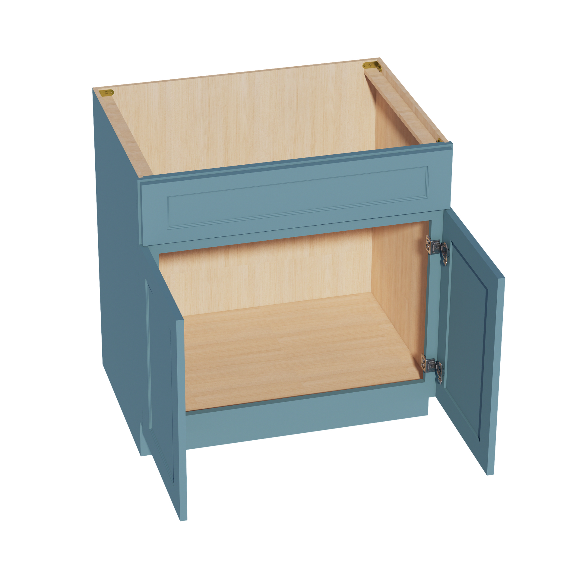 SB33-SG  Sink Base Cabinet 2 Door 2 False Drawer  - Shaker Style - Green   33"W x 34-1/2"H x 24"D