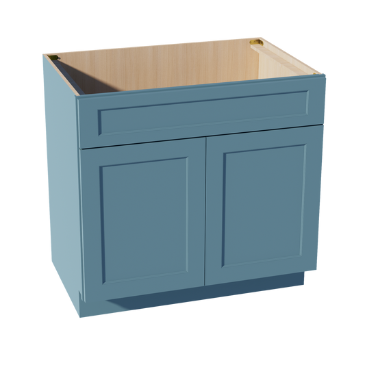 SB36-SG  Sink Base Cabinet 2 Door 2 False Drawer  - Shaker Style - Green   36"W x 34-1/2"H x 24"D