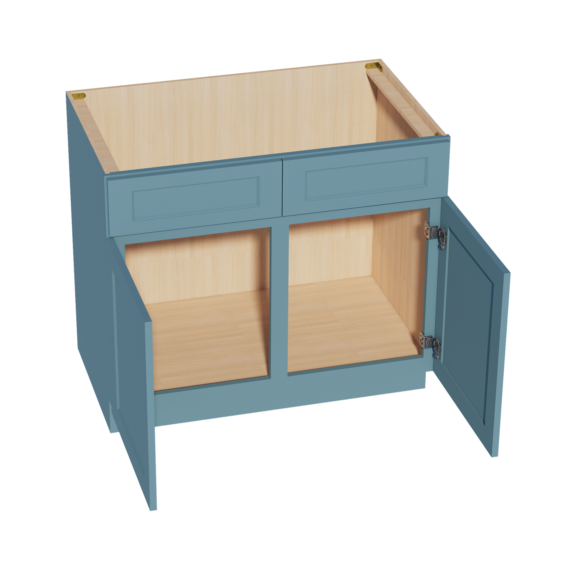SB39-SG  Sink Base Cabinet 2 Door 2 False Drawer  - Shaker Style - Green   39"W x 34-1/2"H x 24"D
