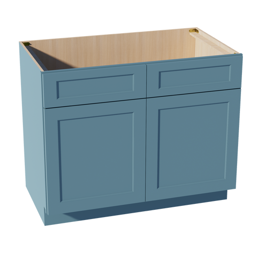 SB42-SG  Sink Base Cabinet 2 Door 2 False Drawer  - Shaker Style - Green   42"W x 34-1/2"H x 24"D