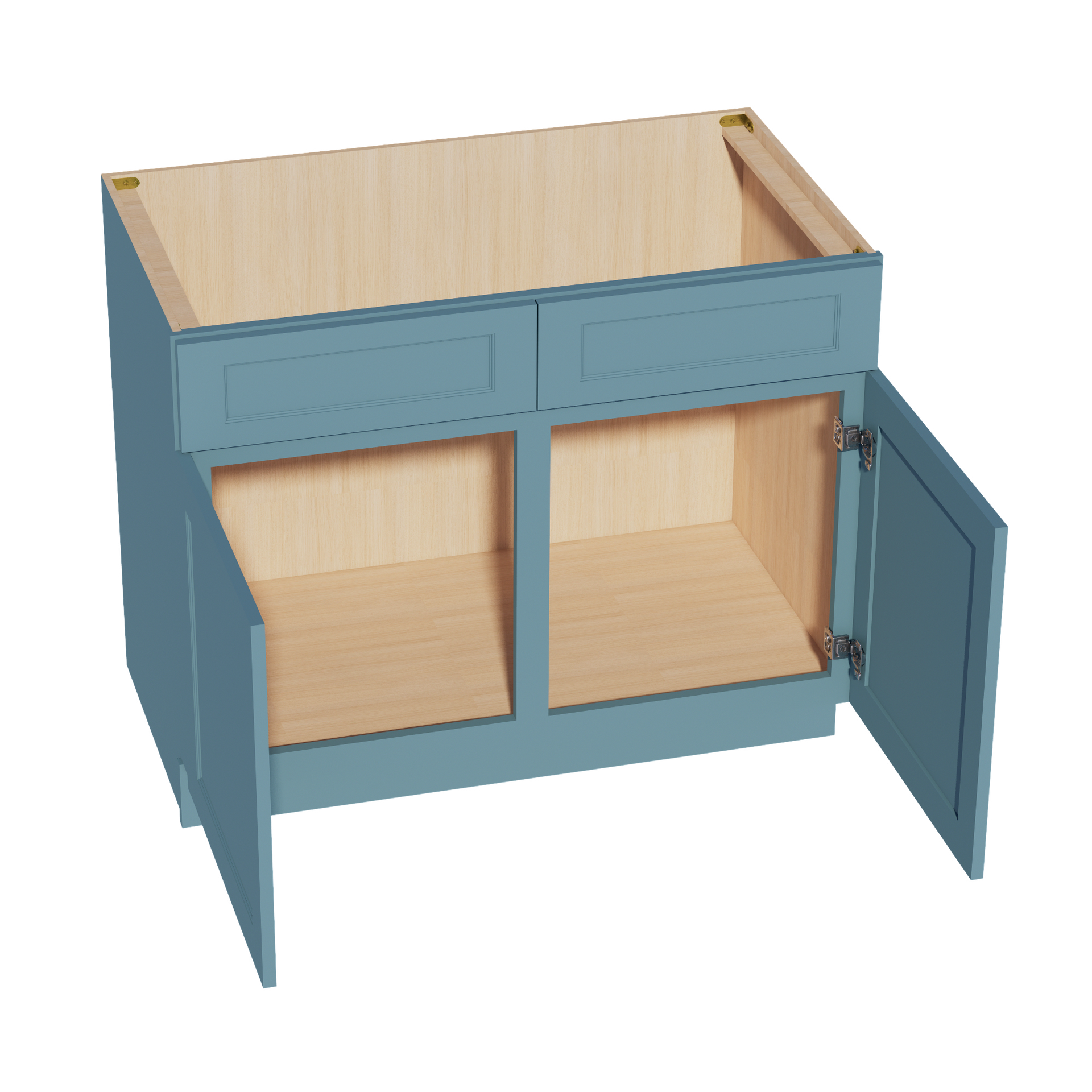 SB42-SG  Sink Base Cabinet 2 Door 2 False Drawer  - Shaker Style - Green   42"W x 34-1/2"H x 24"D