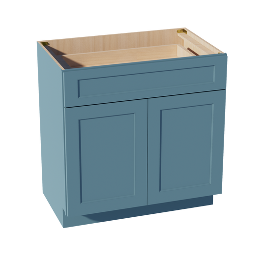 VB3321-SG  Vanity Base Cabinet 2 Doors & 1 Drawer - Shaker Style - Green   33"W x 34-1/2"H x 24"D