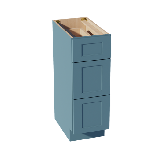 VDB1221-SG  Vanity Base Cabinet 3 Drawers - Shaker Style - Green   12"W x 34-1/2"H x 21"D