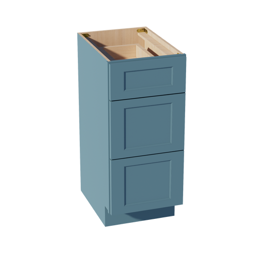 VDB1521-SG  Vanity Base Cabinet 3 Drawers - Shaker Style - Green   15"W x 34-1/2"H x 21"D