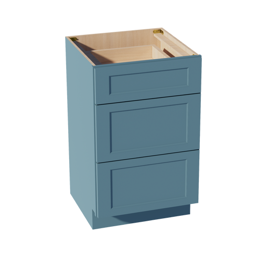 VDB2121-SG  Vanity Base Cabinet 3 Drawers - Shaker Style - Green   21"W x 34-1/2"H x 21"D