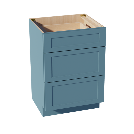 VDB2421-SG  Vanity Base Cabinet 3 Drawers - Shaker Style - Green   24"W x 34-1/2"H x 21"D