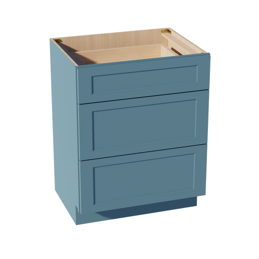 VDB2721-SG  Vanity Base Cabinet 3 Drawers - Shaker Style - Green   27"W x 34-1/2"H x 21"D