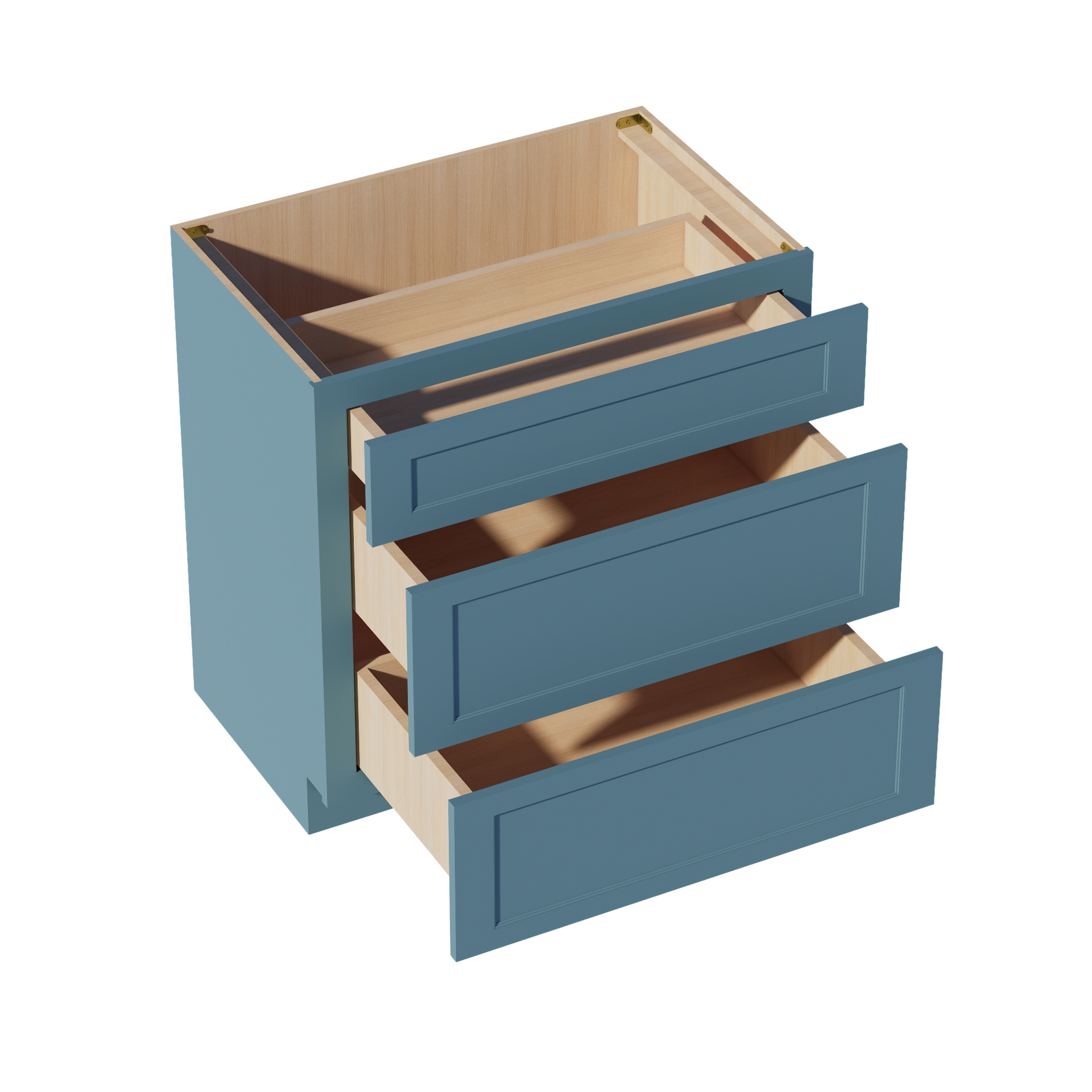 VDB3321-SG  Vanity Base Cabinet 3 Drawers - Shaker Style - Green   33"W x 34-1/2"H x 21"D