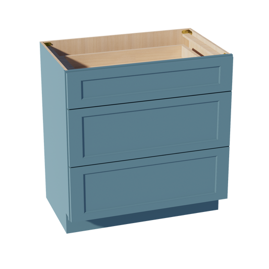 VDB3321-SG  Vanity Base Cabinet 3 Drawers - Shaker Style - Green   33"W x 34-1/2"H x 21"D