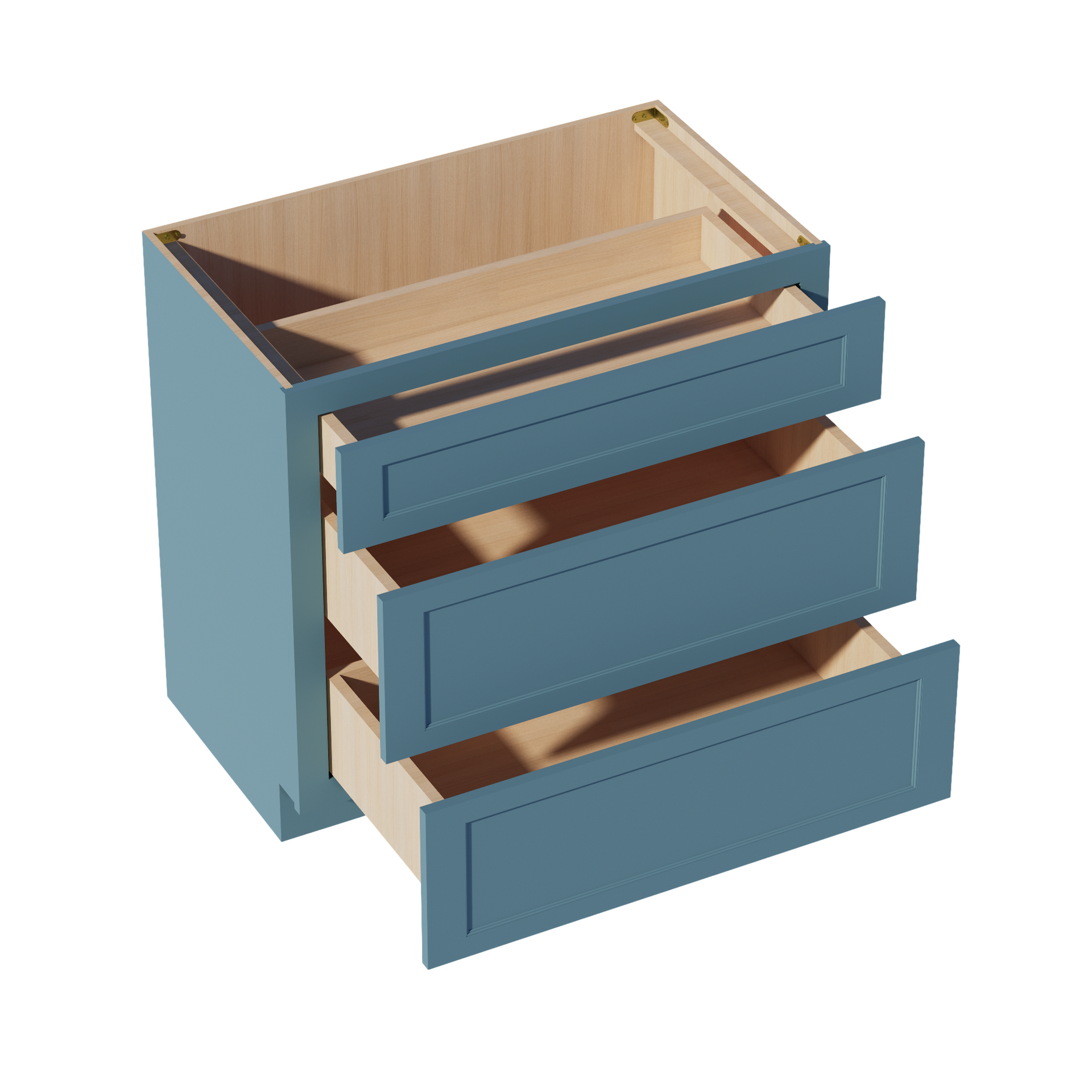 VDB3621-SG  Vanity Base Cabinet 3 Drawers - Shaker Style - Green   36"W x 34-1/2"H x 21"D