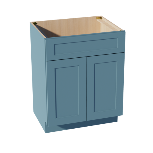 VSB2721-SG  Vanity Sink Base 1 False Drawer & 2 Doors - Shaker Style - Green   27"W x 34-1/2"H x 21"D