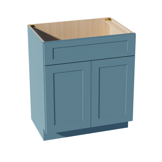 VSB3021-SG  Vanity Sink Base 1 False Drawer & 2 Doors - Shaker Style - Green   30"W x 34-1/2"H x 21"D