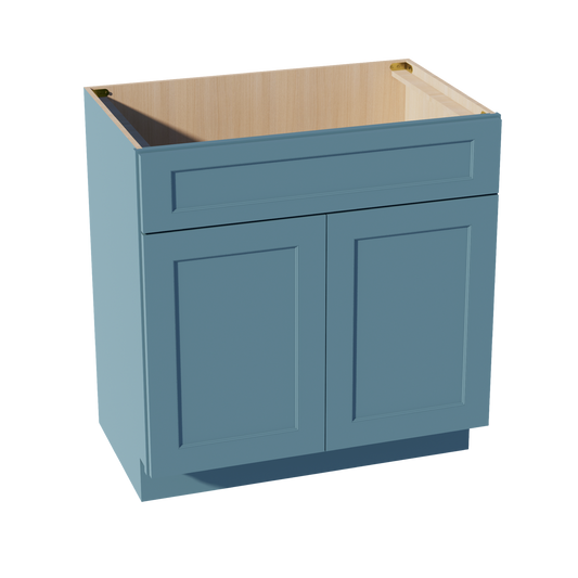 VSB3321-SG  Vanity Sink Base 1 False Drawer & 2 Doors - Shaker Style - Green   30"W x 34-1/2"H x 21"D