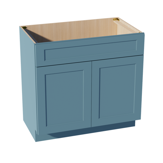 VSB3621-SG  Vanity Sink Base 1 False Drawer & 2 Doors - Shaker Style - Green   36"W x 34-1/2"H x 21"D